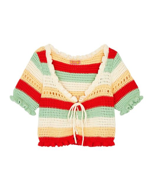Kitri Multicolor Ally Striped Crochet-knit Top