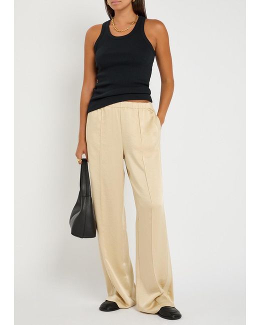 Vince Black Ribbed Stretch-Jersey Tank