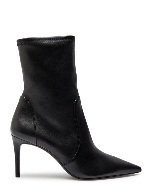 Stuart Weitzman Black Stuart Power 75 Leather Mid-Calf Boots