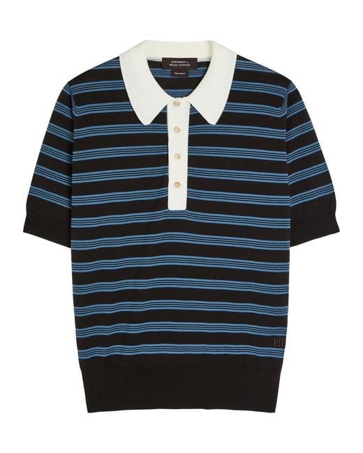 Wales Bonner Blue Breeze Merino Wool Polo Shirt for men