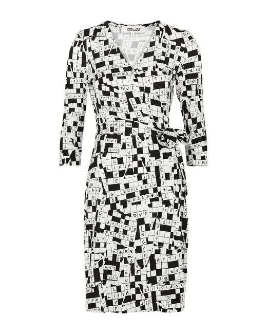 Diane von Furstenberg White Julian Printed Silk-Jersey Mini Wrap Dress