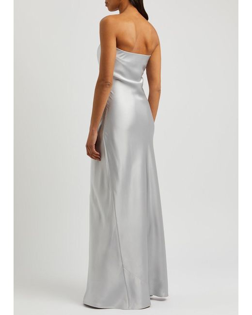 Christopher Esber White Palladium Strapless Satin Maxi Dress