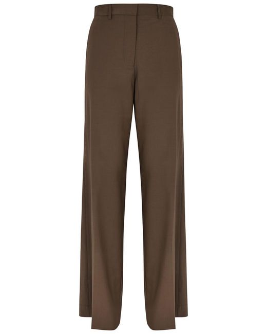 Matteau Brown Wide-leg Wool-blend Trousers