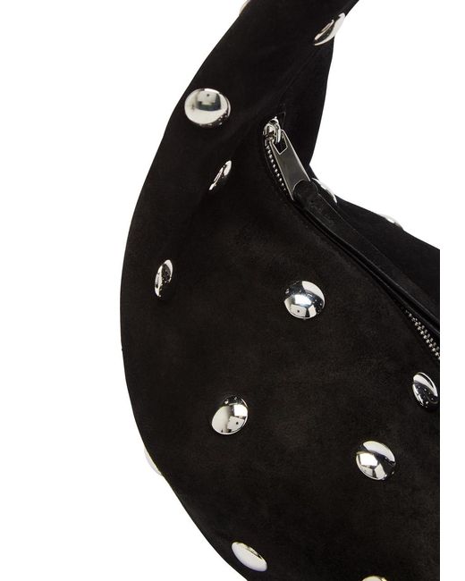 Khaite Black Olivia Medium Studded Suede Top Handle Bag