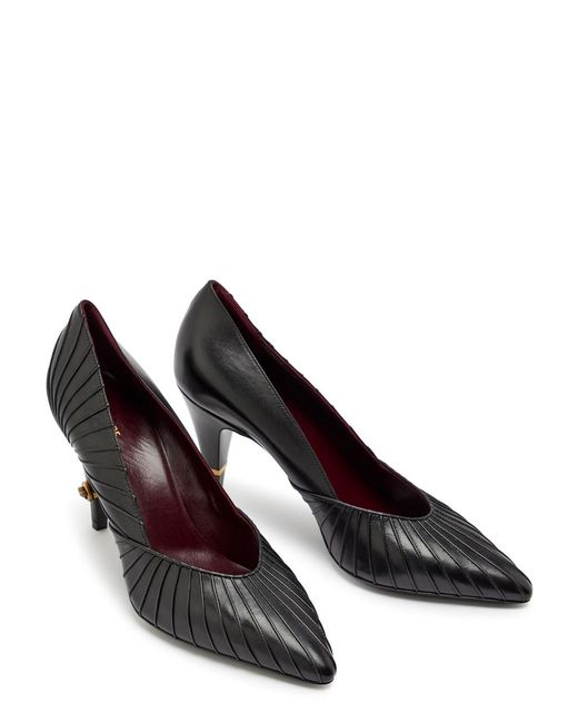Versace Black 90 Pintuck Leather Pumps