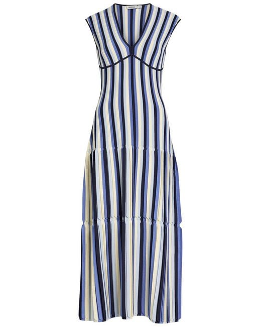 Jonathan Simkhai Blue Lianne Striped Textured Knit Midi Dress
