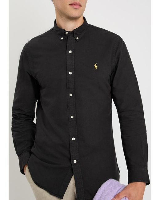 Polo Ralph Lauren Black Logo-Embroidered Cotton Shirt for men