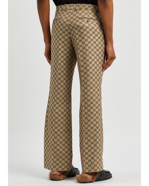 Gucci Natural gg-jacquard Linen-blend Trousers for men