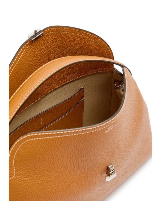 Totême Brown T-Lock Grained Leather Top Handle Bag