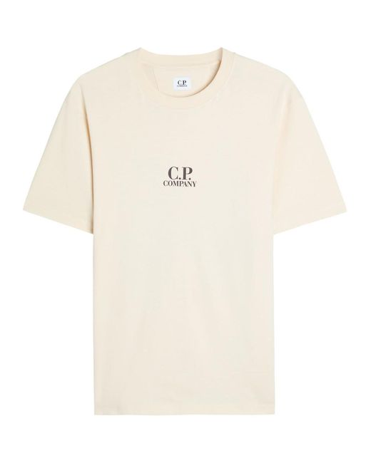 C P Company Natural 30/1 Printed Cotton T-Shirt for men
