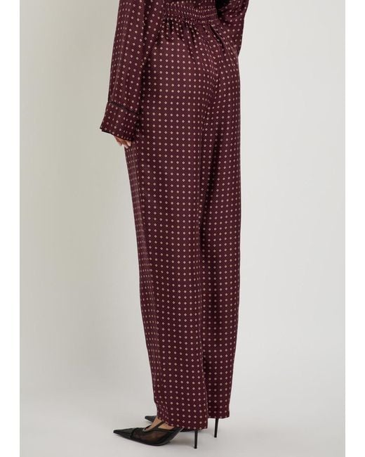 Saint Laurent Red Patterned Silk Trousers