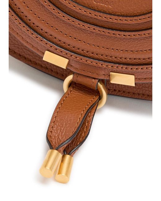Chloé Brown Marcie Small Grained Leather Saddle Bag