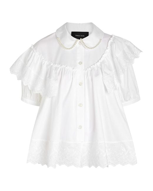 Simone Rocha White Ruffle Cotton Blouse
