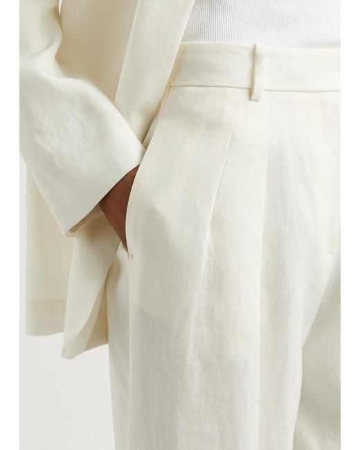 The Row White Antone Wide-Leg Linen Trousers