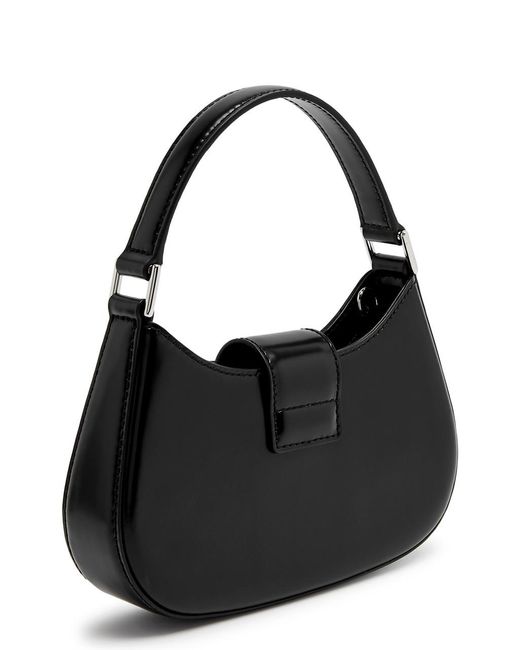 Self-Portrait Black Crescent Bow Embellished Leather Top Handle Bag