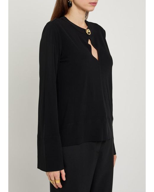 Joseph Black Fabiola Keyhole Jersey Blouse