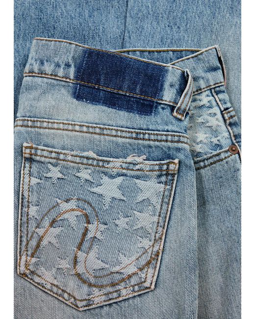 ERL Blue Patchwork Stars Flared Jeans for men
