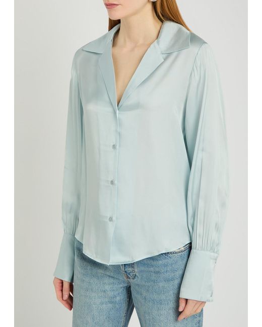 Anine Bing Blue Bethany Silk-Blend Shirt
