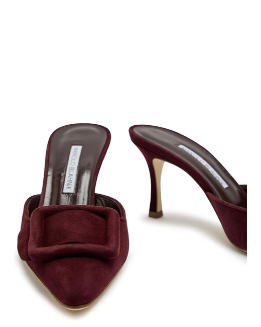 Manolo Blahnik Brown Maysale 70 Suede Mules