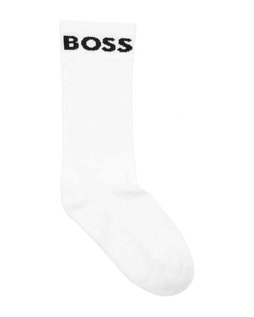 Boss White Sport Logo Cotton-Blend Socks for men
