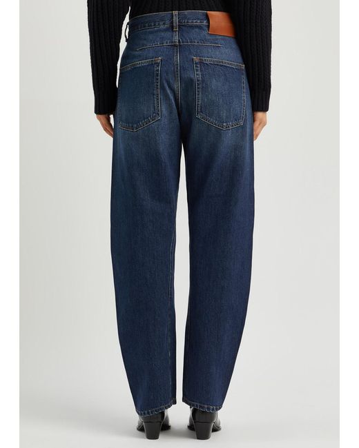 Victoria Beckham Blue Twisted Slouch Barrel-leg Jeans