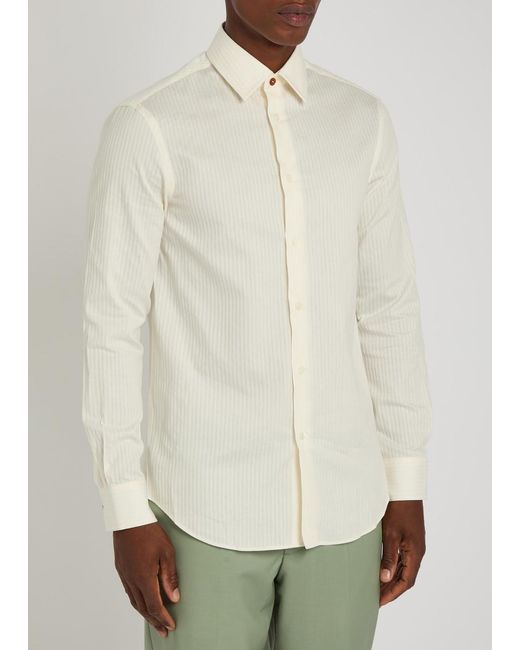 Paul Smith White Striped-Jacquard Cotton And Silk-Blend Shirt for men