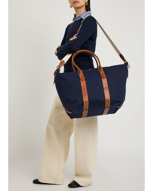 Polo Ralph Lauren Blue Logo-Embroidered Extra Large Canvas Tote Bag