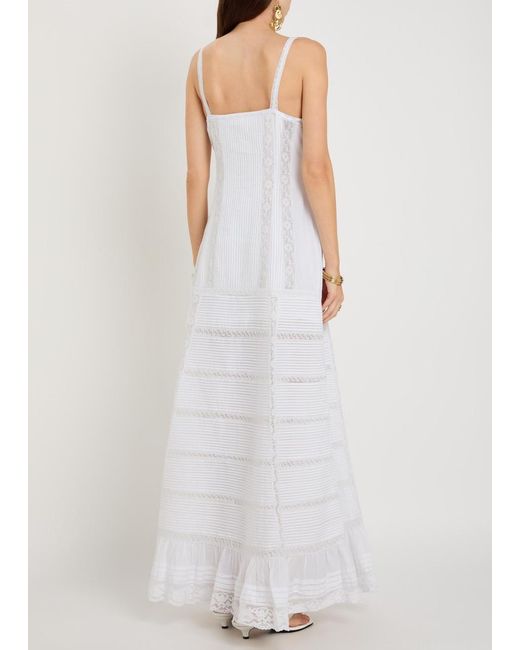 LoveShackFancy White Calyx Pintuck Cotton Maxi Dress