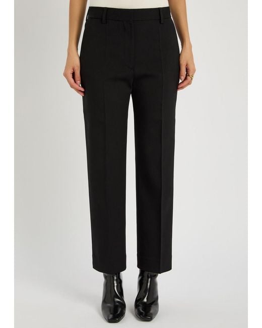 Totême Black Cropped Straight-Leg Trousers