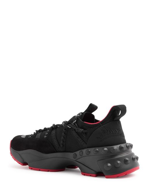 Christian Louboutin Black Trailnrun Panelled Knitted Sneakers