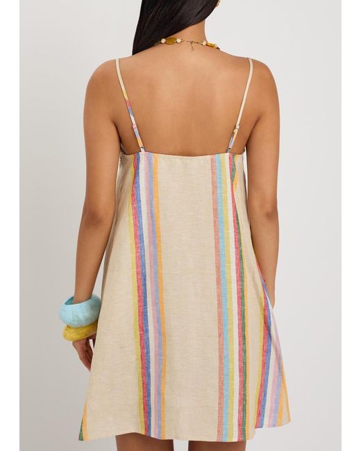Staud Natural Laura Striped Linen Mini Dress