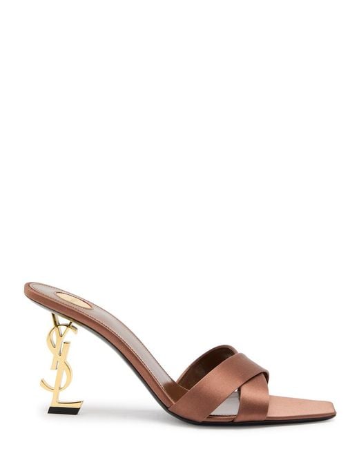 Saint Laurent Brown Opyum 85 Logo Satin Mules