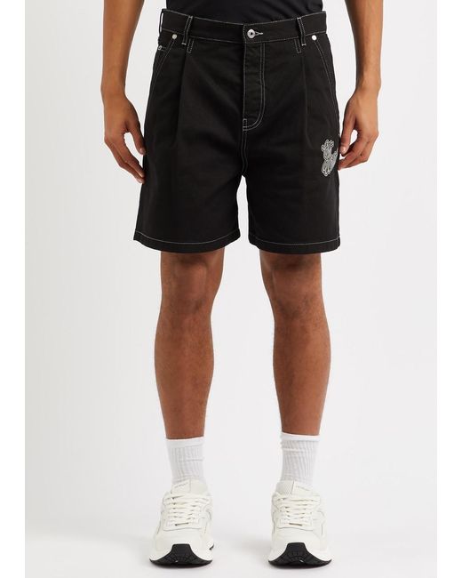 Off-White c/o Virgil Abloh Black Logo-embroidered Denim Shorts for men