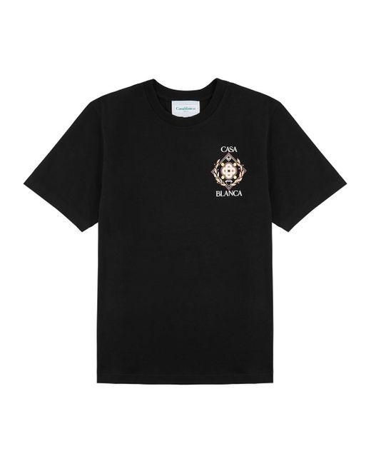 CASABLANCA Black Championship Printed Cotton T-shirt for men