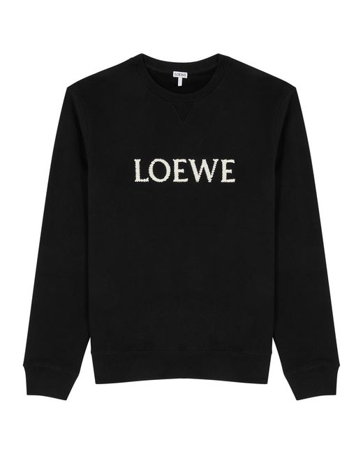 Loewe Black Logo-embroidered Cotton Sweatshirt for men