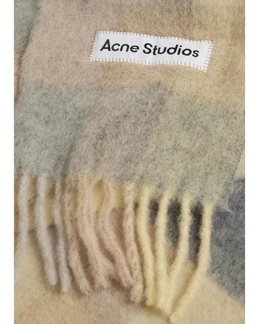 Acne Gray Vally Checked Wool-Blend Scarf