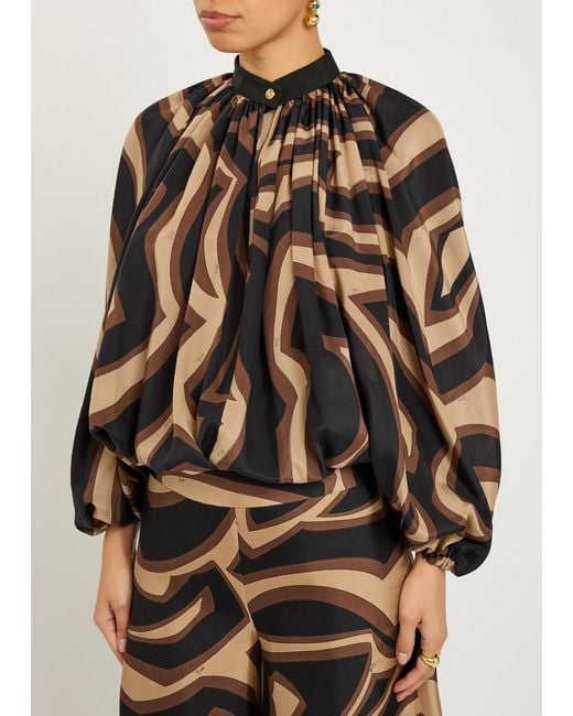 Emilio Pucci Brown Printed Silk Blouse