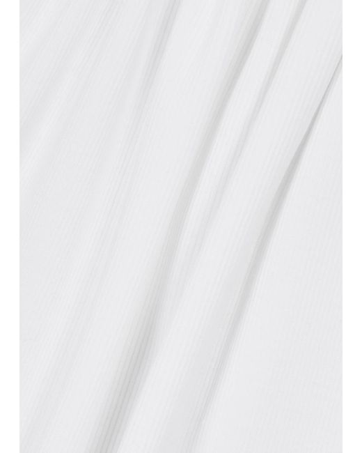 Helmut Lang White Cut-out Ribbed Cotton Top