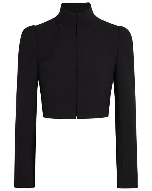 Alaïa Black Funnel-Neck Cavalry Twill Cropped Jacket