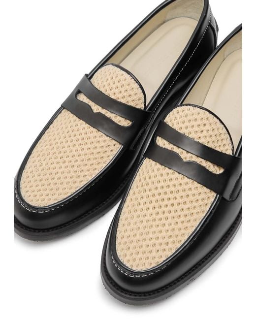 Duke & Dexter Black Rattan And Leather Loafers for men