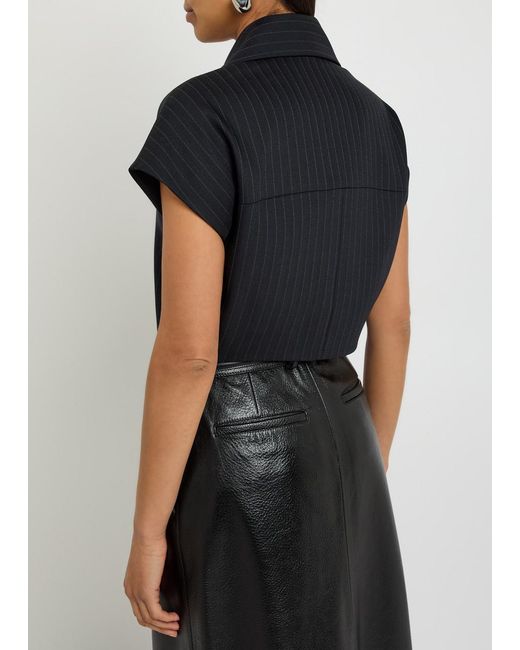 Khaite Blue Robin Pinstripe Wool-Blend Top