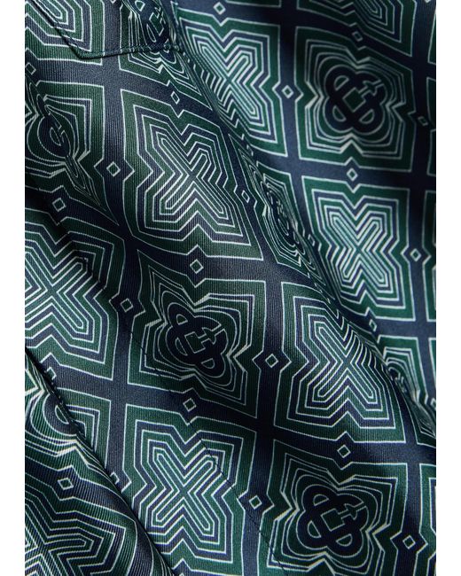 Casablanca Blue Radiating Logo-Monogram Silk Shirt for men