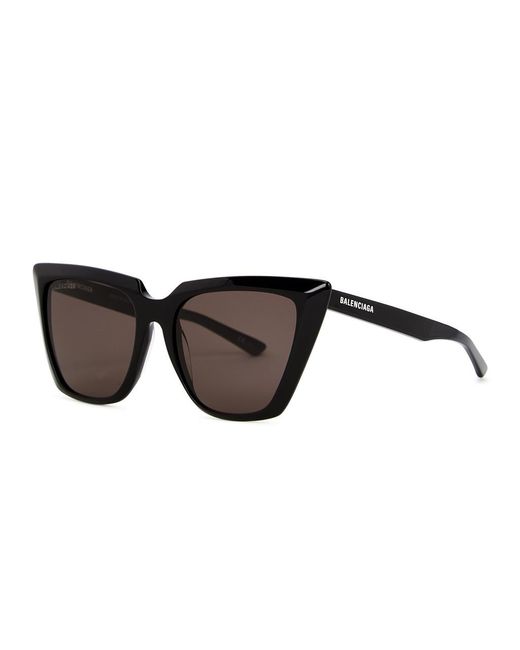 Balenciaga Brown Oversized Cat-Eye Sunglasses, Designer-Stamped Dark Lenses, Designer-Stamped Arms, 100% Uv Protection