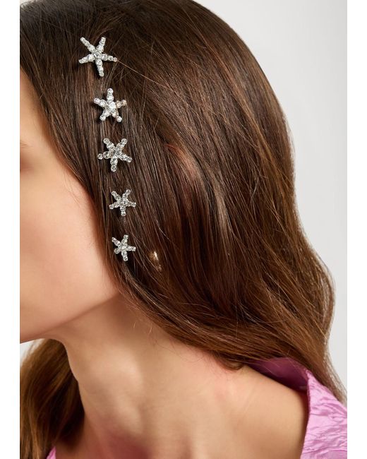 Jennifer Behr White Vespera-Embellished Hair Magnets