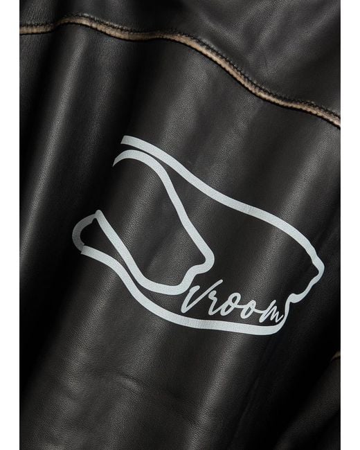 AN-Y1 Black Track Embroidered Leather Biker Jacket for men