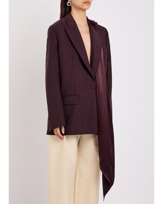 Roksanda Purple Isabel Scarf Wool Blazer