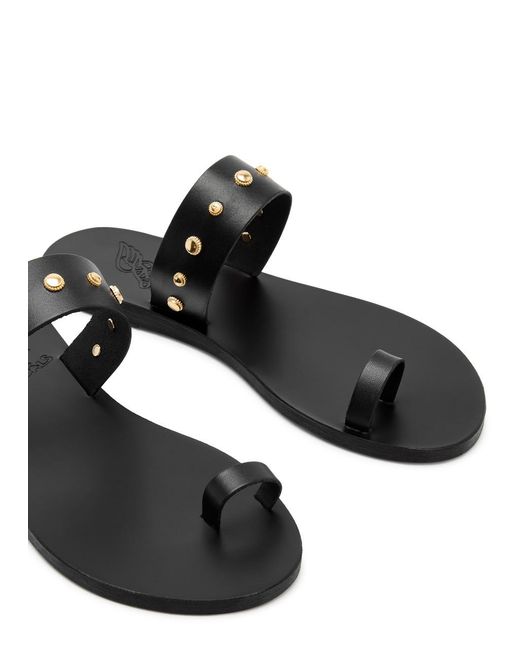 Ancient Greek Sandals Black Thalia Bee Leather Sliders