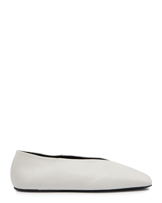 Jil Sander White Suede And Leather Ballet Flats