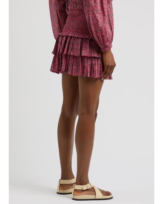 Isabel Marant Red Naomi Floral-Print Cotton Mini Skirt
