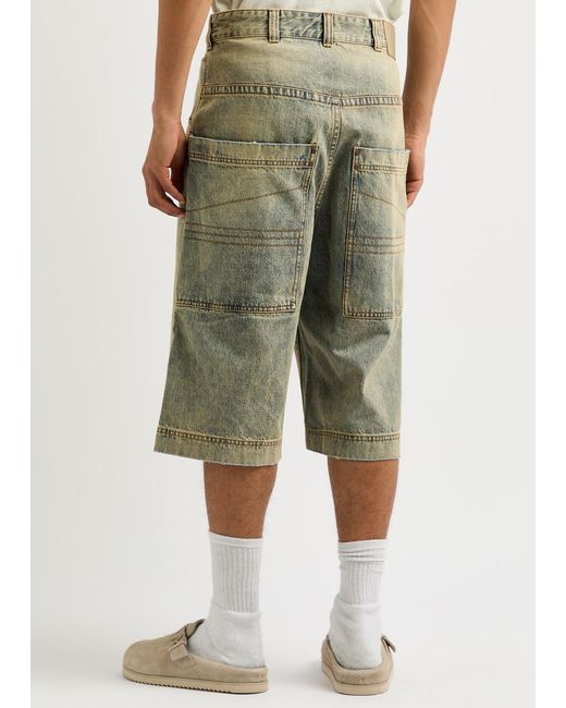 Entire studios Green Distressed Denim Shorts for men